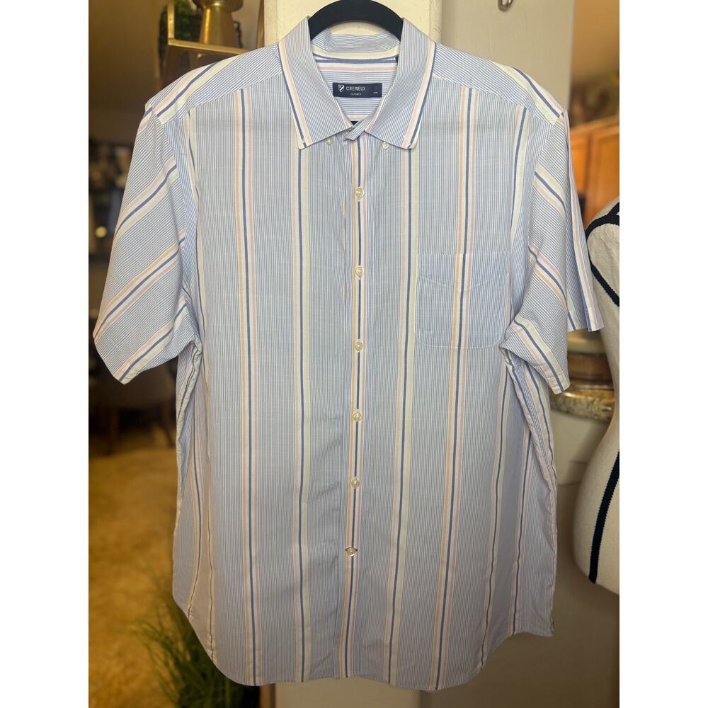 Daniel Cremieux Classics Button Blue Striped Shirt Mens Sz XL